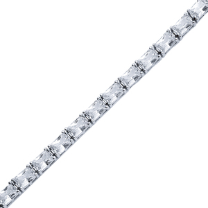 Clear Zircon Stone Rectángulo Baguette Cut 925 Sterling Silver Venta al por mayor Pulsera DE TENIS hecha a mano turca - Product Image 3