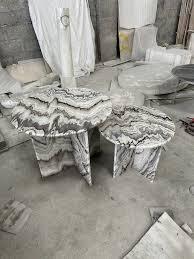 Luxury Natural Stone Marble Coffee <b>Table</b> Solid Pedestal Base Eco-Friendly Water/<b>Fire</b> Resistant Contemporary Design Living Room - Product Image 2