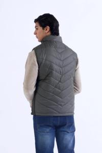 Gilet matelassé gris foncé pour homme, veste isolante imperméable, grande taille, fermeture éclair, vêtement extérieur en softshell - Product Image 4