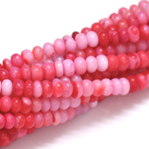 Hot Pink Opal Rondelle <b>Beads</b>: AAA Smooth Gemstone Strand - Product Image 5
