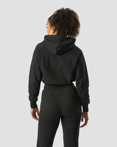 Custom Manufacturer Adjustable <b>Black</b> Cropped <b>Women's</b> Hoodie Flecce Anti-Wrinkle Breathable Gym & Activewear Hoodies For <b>Women</b> - Product Image 2