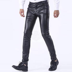 Vêtements décontractés de haute qualité, pantalons en cuir pour hommes, couleur unie, pantalons en cuir pour hommes Streetwear les plus vendus - Product Image 4