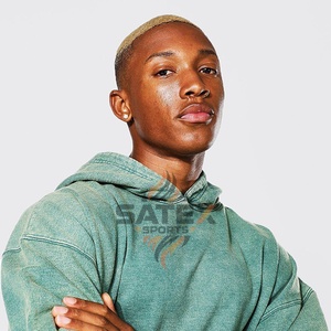 Sudadera con Capucha de Felpa Bordada Extra Grande Vintage Personalizada al por Mayor, Diseño Desgastado con Lavado Ácido, Ropa Urbana Térmica con Logotipo, Teñido Liso - Product Image 5