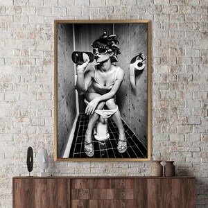 Chic Sexy Girl Modern Art Canvas Print - Elegant Abstract Fashion Wall Art,Gold <b>Framed</b> - Product Image 1