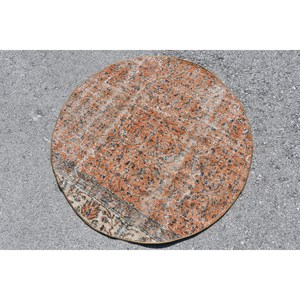 พรมขนสัตว์สีเบจสีส้มคลาสสิกงานเย็บปะติดผ้าวิสโคสทำด้วยมือ3.7X3.7ฟุตเทอร์ควอตซ์ทรงสี่เหลี่ยมผืนผ้าดีไซน์โถงทางเดินสำหรับวัยรุ่นที่อาศัยอยู่ - Product Image 2