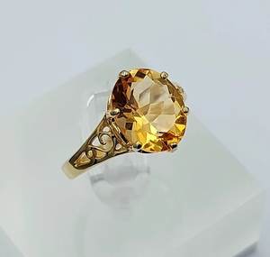 แหวนเงินแท้ 925 ชุบทอง 18K ประดับพลอยซิทรินทรงรี 8x10 มม. ดีไซน์คลาสสิก เหมาะสำหรับงานแต่งงาน งานหมั้น และงานเลี้ยง - Product Image 3