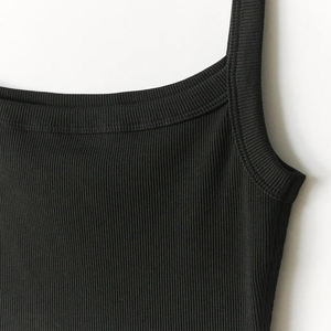 Top Corto de Punto Acanalado de Algodón con Cuello Alto sin Mangas, Estilo Casual Básico para Mujer, Venta al por Mayor - Product Image 6