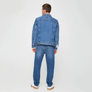 Manufacturer Custom and Wholesale Newest Design Denim Blue <b>Jeans</b> Jacket Coat for <b>Men</b> <b>Cheap</b> Price - Product Image 4
