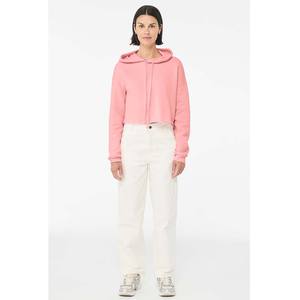 Sweat-shirt à capuche Bella Canvas pour femme, uni, coupe courte, rose chiné - Product Image 6