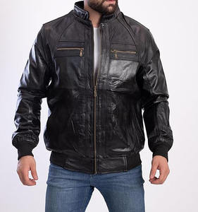Para los hombres al por mayor chaquetas personalizadas con cierre de cremallera de moda de alta calidad de los hombres chaqueta de motorista OEM logotipo personalizado de cuero genuino - Product Image 5