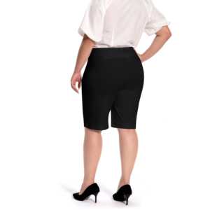 Shorts-jupe femme grande taille Jenna Rose à enfiler avec anneau en D, style décontracté pour le bureau et le travail, en tissu crêpe anti-plis - Product Image 3