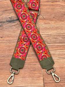 Nueva correa de bolso Banjara de cuero de gamuza genuina, correa de monedero cruzada bordada, correa de guitarra de repuesto Bohemia Floral para mujer - Product Image 2