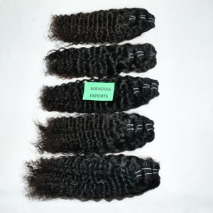 Extensions de cheveux humains vierges indiennes de temple, bouclés crépus, couleur noire, alignés sur la cuticule, lots de fournisseur Remy - Product Image 3