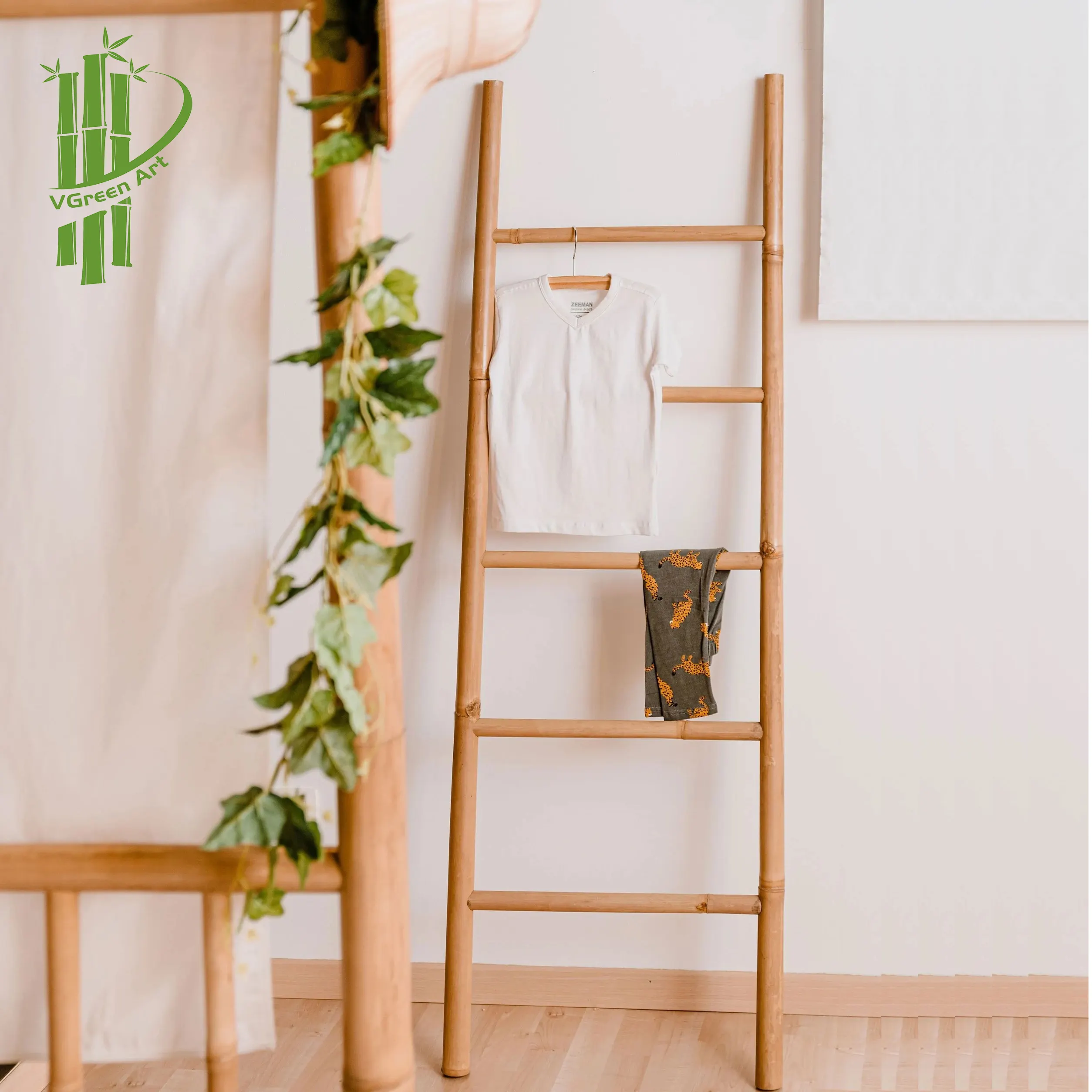 Stile minimalista scaletta di bambù scaffale coperta scale scala decorativa in legno portasciugamani asciugamano trapunta domestica arredamento rustico per la casa