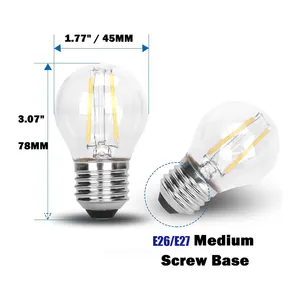 הנמוך ביותר מחיר E26 E27 G45 LED הנורה 110V 220V 2W ניתן לעמעום זכוכית נימה COB רטרו כדור אור הנורה לבית בר