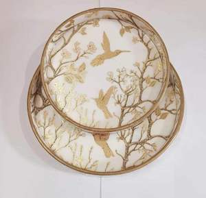 ใหม่นอร์ดิกคริสต์มาสแสงไม้และเคลือบพิมพ์ถาดกาแฟในครัวเรือนสแควร์ Acacia ถาดเสิร์ฟไม้ราคาขายส่ง - Product Image 5