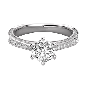 Anillo Brillante de Oro de 9K para Mujer con Diamante Cultivado en Laboratorio de Corte Redondo Estilo Solitario - Product Image 2