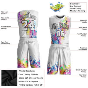 Uniformes de baloncesto hechos a medida de alta calidad 2025, ropa deportiva transpirable al por mayor, camiseta de baloncesto de nuevo diseño en blanco baja - Product Image 2