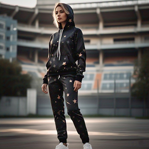 Traje de sudadera con sublimación de estrellas para mujer, ropa deportiva para correr, conjuntos de dos piezas con estampado Digital de estrellas, sudaderas y pantalones de chándal para mujer - Product Image 6