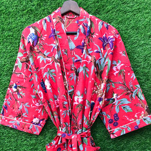 Femmes léger coton imprimé Kimono Robes col en v peignoir vêtements de nuit long tricot dames vêtements de détente décontracté nuisettes pour l'hiver - Product Image 1