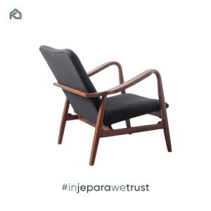 Fauteuil de style mi-siècle, design confortable, structure en teck, revêtement en lin, meuble polyvalent pour salle à manger, chambre à coucher, salon - Product Image 3