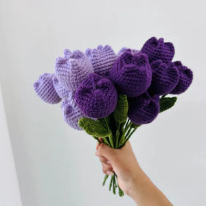 Flores de Ganchillo Hechas a Mano con Hilo de Lana, Flor Individual para Decoración del Hogar, Cumpleaños, Aniversario, Boda, Día de San Valentín, por Proveedores Indios - Product Image 1