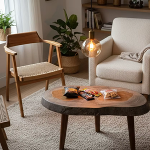 SOLOBEAT Eco-Friendly Modern Solid <b>Wood</b> <b>Coffee</b> <b>Table</b> for Living Room & Home Office Natural <b>Rustic</b> Design - Product Image 1