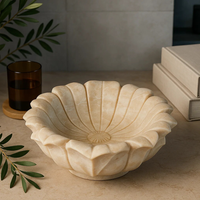 Bol Urli en marbre beige naturel, nouveau design, fait main, écologique, style indien, décoration d'intérieur, qualité supérieure, compatible lave-vaisselle, vente en gros, best-seller
