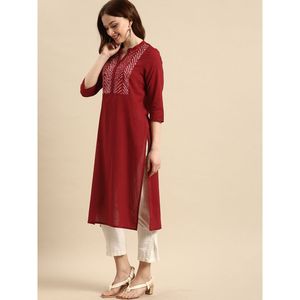 <b>Red</b> Printed Straight Kurta Cotton <b>Material</b> - Product Image 4