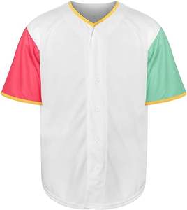 Camiseta de Béisbol con Botones para Uniformes de Equipo, Manga Corta, Cuello en V, Lisa y a Rayas, Ropa Deportiva - Product Image 5