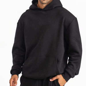 Conjunto de chándal con capucha y Jogger negro liso, ropa de invierno de lana suave, traje informal cómodo unisex, sudadera cálida, pantalones de chándal - Product Image 1