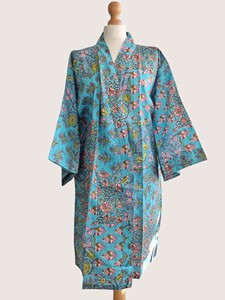 Bata Larga hasta la Rodilla con Estampado Floral para Mujer, Manga Larga, Cuello en V, 100% Algodón Suave, Estilo Casual para Primavera, Cierre con Cordón - Product Image 2