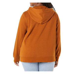 Jersey con capucha negro y cremallera completa Unisex OEM, Tops de algodón de 350gsm, ropa informal de invierno de gran tamaño con logotipo personalizado para mujer, Top de Color sólido - Product Image 2