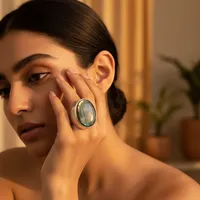 Bague cocktail pour femme en argent 925 avec moissanite taille ovale, sertie clos, style minimaliste, pour usage quotidien