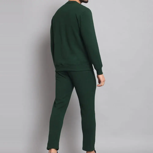 Conjunto de chándal de cuello redondo de lana de algodón orgánico 100% para hombre, ropa deportiva personalizada, traje de jogging, característica de maternidad, chándal de dos piezas - Product Image 6