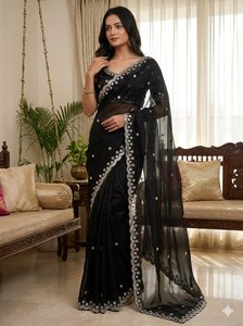 Sari de seda Gmy de primera calidad para mujer, fabricado en India por ZAIN EXPORTS, modelo ZEBT400ZN, precio al por mayor ODM, ideal para fiestas, bodas y eventos. - Product Image 3