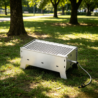 Barbecue à gaz pliable portable en acier inoxydable, antirouille, facile à nettoyer, sans outils, pour balcon et camping