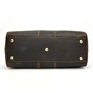 Sac de voyage en cuir avec fermeture à glissière et sangle réglable, sac de voyage marron durable - Product Image 4