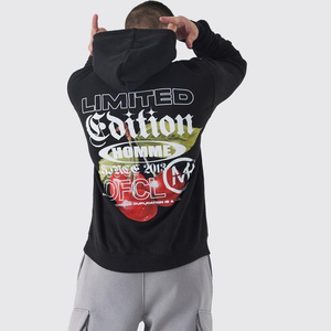Sudadera con capucha OEM para hombre con diseño mixto y mangas completas 100% algodón Servicio de alta calidad Impreso en la espalda para el invierno 2025 a la venta. - Product Image 2