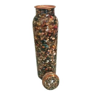 Botella de agua de cobre de alta calidad, pegatina Floral multicolor, características térmicas impresas para gimnasio, actividades al aire libre, beneficios de Metal - Product Image 2
