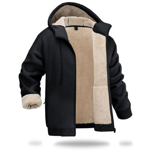 Veste à capuche chaude pour homme en sherpa, polaire épaisse, zippée, 100 % coton, imprimé personnalisé, respirante, délavée à l'acide, 440g - Product Image 2