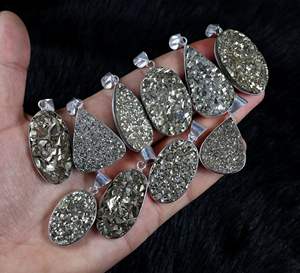 จี้รูปแร่ไพไรต์สีทองห้อยจี้เงินสเตอร์ลิงจี้จี้เครื่องประดับสร้อยคอสำหรับผู้หญิง - Product Image 4