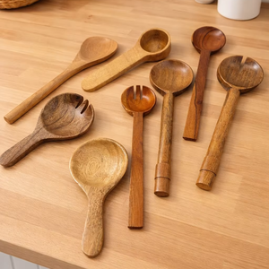 อุปกรณ์ครัวไม้ที่เป็นมิตรกับสิ่งแวดล้อม อุปกรณ์ครัวไม้ธรรมชาติ อุปกรณ์ครัวที่ยั่งยืน อุปกรณ์ครัวปลอดพลาสติก - Product Image 1