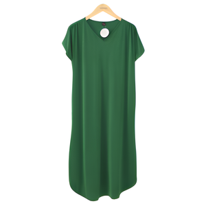 Vestido Midi informal Kayla para mujer, poliéster suave de alta calidad, transpirable, ecológico, cuello en V, cómodo, duradero, patrón sólido - Product Image 6