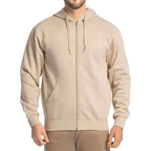 Sudadera con capucha de lana de algodón con cremallera bidireccional de invierno para hombre con cierre de cremallera doble de tela pesada para ropa informal diaria - Product Image 1