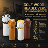 Housse de club de golf en cuir PU brodée en 3D en forme de chien, 4 couleurs, housse de tête de club de golf en forme d'animal, housse de tête de driver de golf personnalisée de qualité supérieure