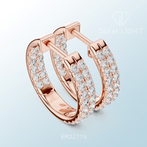 Elegant Jewelry Design Bulk Supply for Wedding Party Daily Wear Fashion and Export Use IGI Certified Round Cluster Earrings - Product Image 2