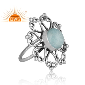 Vente chaude Argent Sterling Oxydé Naturel Doublet Amazonite Cristal Floral Design Anneau Bijoux Fabricant - Product Image 3
