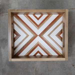 Plateau de service imprimé en bois moderne et économique pour le thé de mariage, le café et le petit-déjeuner pour la table à manger et la cuisine - Product Image 5