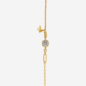 Pulsera de Plata 92.5 con Diseño de Mariposa y Llave, Baño de Rodio y Oro, con Diamantes y Circonitas como Piedras Principales, Estilo Religioso, Ideal para Regalos y Fiestas - Product Image 3